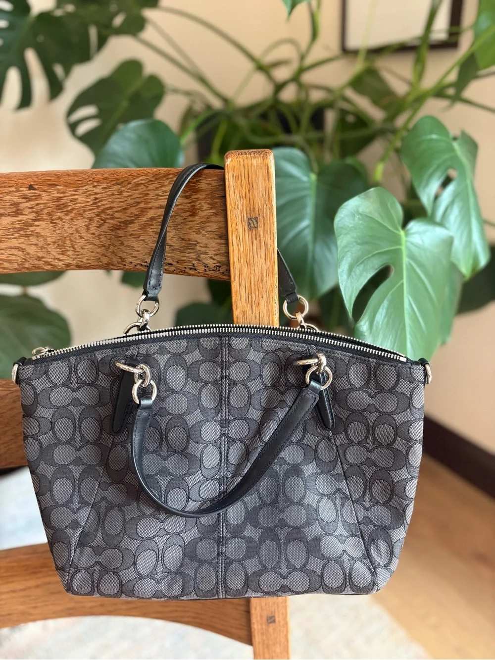 Coach Black Signature Canvas Satchel